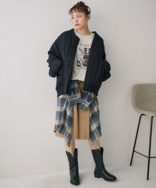 RETRO GIRL（レトロガール）の「ルーズMA-1（MA-1・レディース・ダークグリーン/ブラック/ライトグレー・FREE）」の16枚目の写真