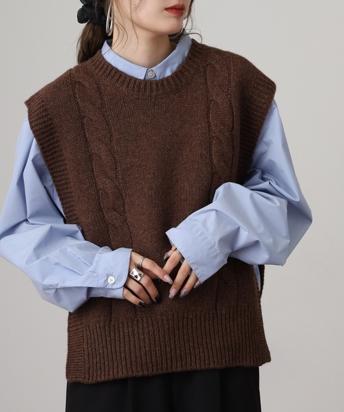 セール】シェットランドウール サイドオープン ニットベスト（ベスト