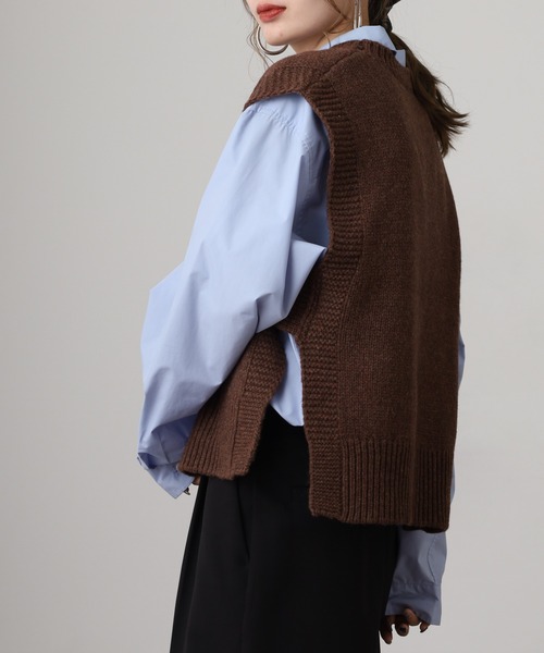 セール】シェットランドウール サイドオープン ニットベスト（ベスト