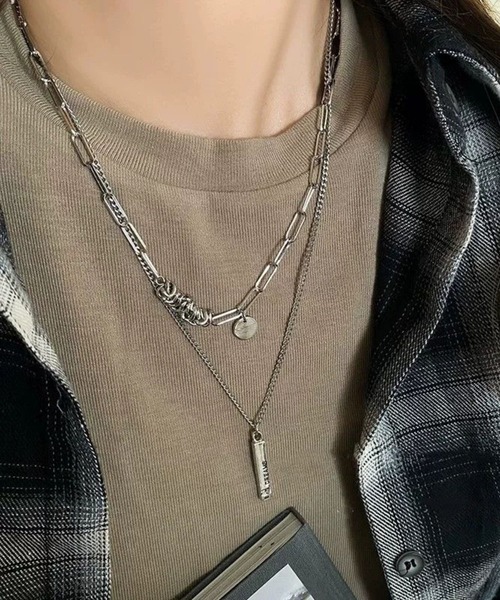 セール】《Bz》モチーフ2連ネックレス/チェーンネックレス（RZ