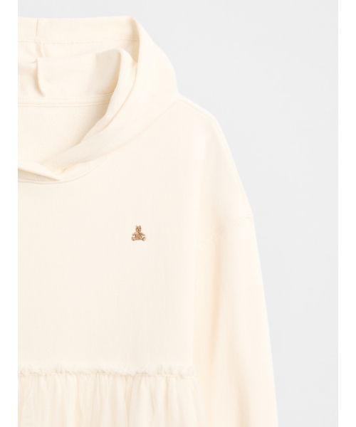 GAP（ギャップ）の「オーバーサイズ ミックスメディア パーカーワンピース（ワンピース・キッズ・ベージュ/アイボリー/ブラック・160cm/150cm/140cm/130cm/120cm/110cm）」の4枚目の写真