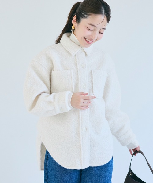 coca（coca）（コカ）の「プードルボアジャケット（ブルゾン・レディース・ホワイト/ブラウン・S/M/L）」の2枚目の写真