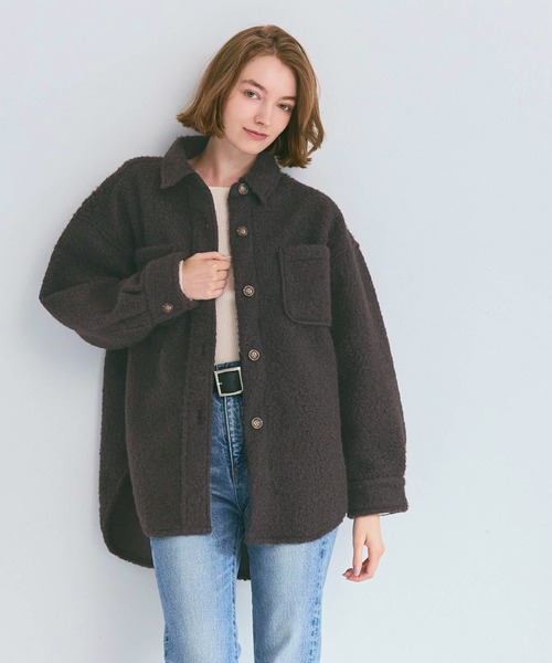 coca（coca）（コカ）の「プードルボアジャケット（ブルゾン・レディース・ホワイト/ブラウン・S/M/L）」の7枚目の写真