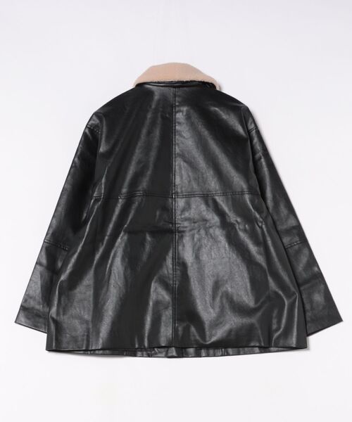 ボア襟付きフェイクレザーカバーオール（カバーオール）｜Rashik