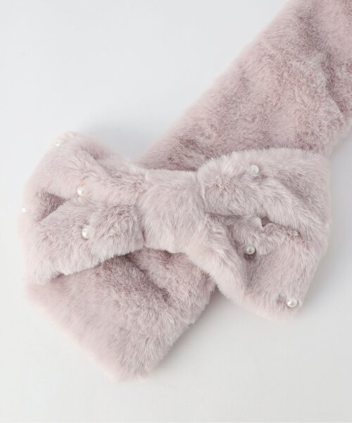 Ampersand（アンパサンド）の「【ジュニア対応】ふわもちパールリボンマフラー（マフラー・キッズ・アイボリー/ベージュ/ラベンダー・120/140）」の7枚目の写真