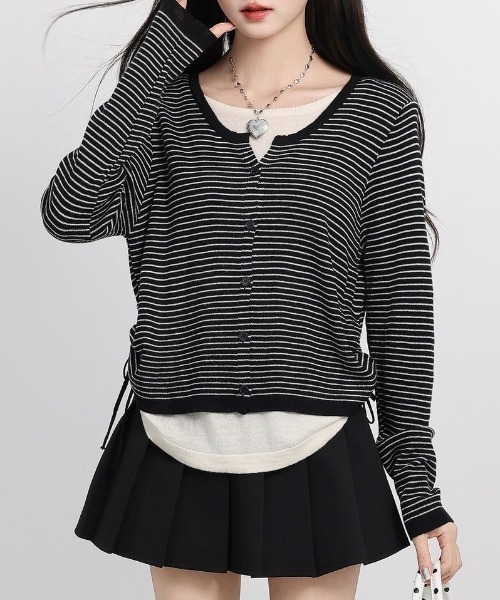 LADY LIKE(レディライク)の「レイヤード風ラウンドヘムトップス(Tシャツ/カットソー・レディース・チャコールグレー/ブラック系/ネイビー/レッド系/ブラック/ホワイト系1・M)」の3枚目の写真