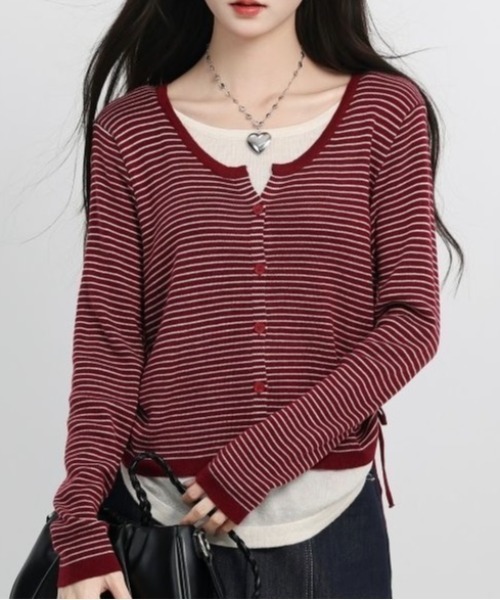LADY LIKE(レディライク)の「レイヤード風ラウンドヘムトップス(Tシャツ/カットソー・レディース・チャコールグレー/ブラック系/ネイビー/レッド系/ブラック/ホワイト系1・M)」の6枚目の写真