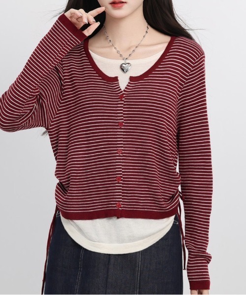 LADY LIKE(レディライク)の「レイヤード風ラウンドヘムトップス(Tシャツ/カットソー・レディース・チャコールグレー/ブラック系/ネイビー/レッド系/ブラック/ホワイト系1・M)」の9枚目の写真
