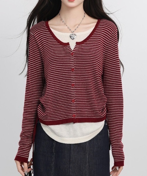 LADY LIKE(レディライク)の「レイヤード風ラウンドヘムトップス(Tシャツ/カットソー・レディース・チャコールグレー/ブラック系/ネイビー/レッド系/ブラック/ホワイト系1・M)」の10枚目の写真
