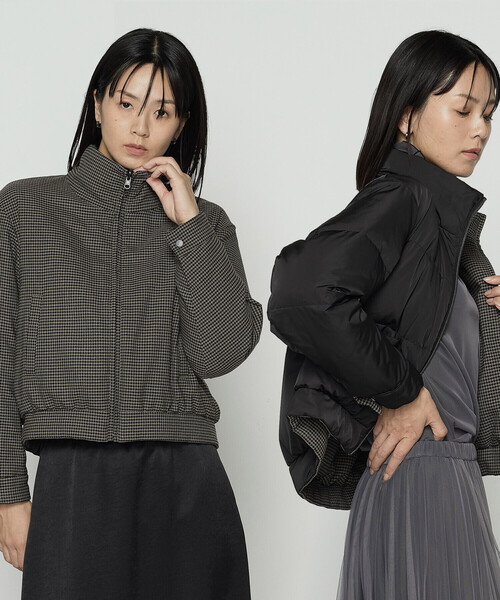 COMME CA（コムサ）の「ドビーガンクラブチェック リバーシブルショートダウンブルゾン（ダウンジャケット/コート・レディース・ブラウン系その他/グレー系その他・11号/9号）」の10枚目の写真