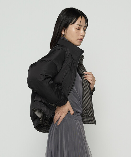 COMME CA（コムサ）の「ドビーガンクラブチェック リバーシブルショートダウンブルゾン（ダウンジャケット/コート・レディース・ブラウン系その他/グレー系その他・11号/9号）」の14枚目の写真