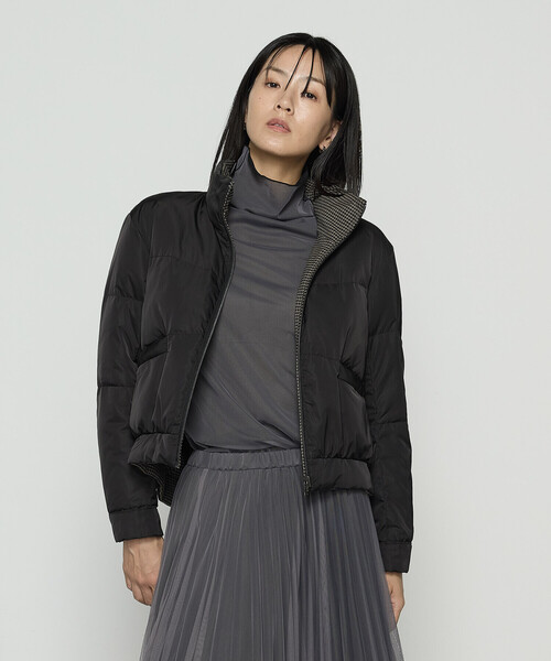 COMME CA（コムサ）の「ドビーガンクラブチェック リバーシブルショートダウンブルゾン（ダウンジャケット/コート・レディース・ブラウン系その他/グレー系その他・11号/9号）」の15枚目の写真