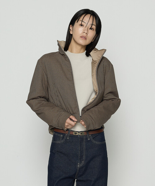 COMME CA（コムサ）の「ドビーガンクラブチェック リバーシブルショートダウンブルゾン（ダウンジャケット/コート・レディース・ブラウン系その他/グレー系その他・11号/9号）」の20枚目の写真