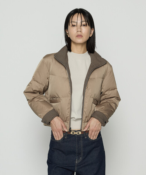 COMME CA（コムサ）の「ドビーガンクラブチェック リバーシブルショートダウンブルゾン（ダウンジャケット/コート・レディース・ブラウン系その他/グレー系その他・11号/9号）」の22枚目の写真