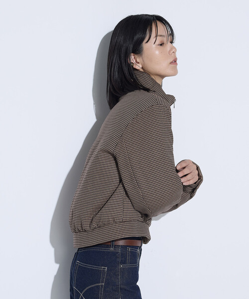 COMME CA（コムサ）の「ドビーガンクラブチェック リバーシブルショートダウンブルゾン（ダウンジャケット/コート・レディース・ブラウン系その他/グレー系その他・11号/9号）」の5枚目の写真