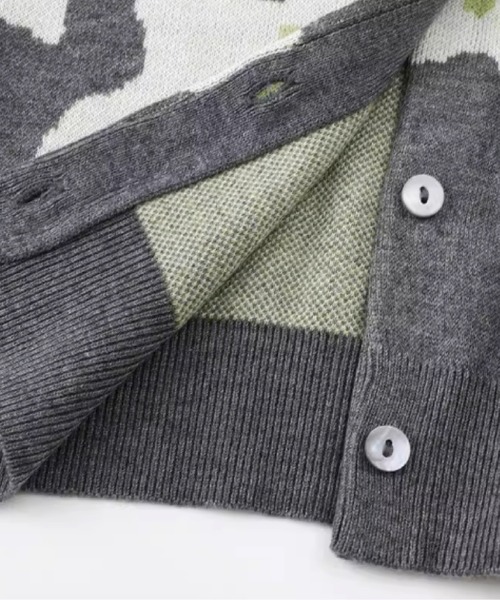LOVE POMME POMME(ラブポムポム)の「Jacquard Floral Cardigan(カーディガン/ボレロ・レディース・グレー・LARGE/MEDIUM/SMALL)」の3枚目の写真