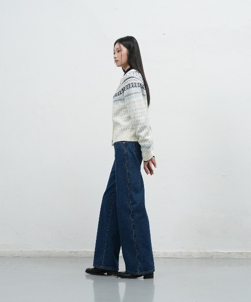 GENERAL IDEA（ジェネラルアイデア）の「wool fair isle cardigan ノルディック柄ラグラン袖カーディガン（カーディガン/ボレロ・レディース・グレー/アイボリー/ピンク・L/M/S）」の9枚目の写真