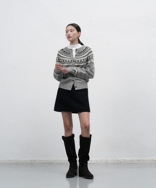 GENERAL IDEA（ジェネラルアイデア）の「wool fair isle cardigan ノルディック柄ラグラン袖カーディガン（カーディガン/ボレロ・レディース・グレー/アイボリー/ピンク・L/M/S）」の15枚目の写真