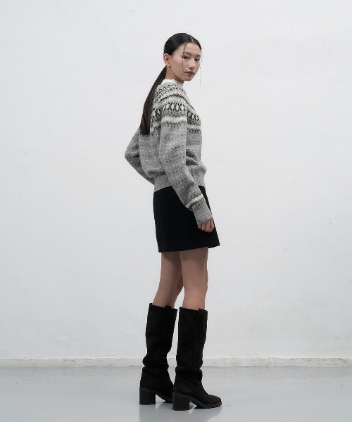 GENERAL IDEA（ジェネラルアイデア）の「wool fair isle cardigan ノルディック柄ラグラン袖カーディガン（カーディガン/ボレロ・レディース・グレー/アイボリー/ピンク・L/M/S）」の16枚目の写真