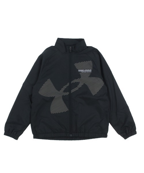 UNDER ARMOUR(アンダーアーマー)の「アンダーアーマー UAトリコット ラインド スーパービッグロゴ フルジップ ジャケット(ジャージ・キッズ・ブラック/ネイビー・120cm/130cm/140cm/150cm/160cm)」の2枚目の写真