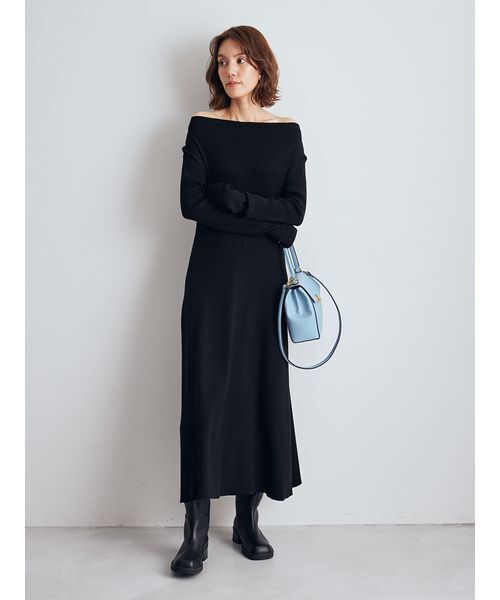 Mila Owen（ミラオーウェン）の「マルチWAYオフショルダーリブニットワンピース（ワンピース・レディース・イエロー/モカ/ブラック/ライトブルー・0/1）」の18枚目の写真