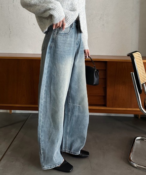 Eclat one(エクラワン)の「【Eclat one】カーブ シルエット デニムパンツ(デニムパンツ・レディース・ライトブルー/ブルー・S/M)」の9枚目の写真