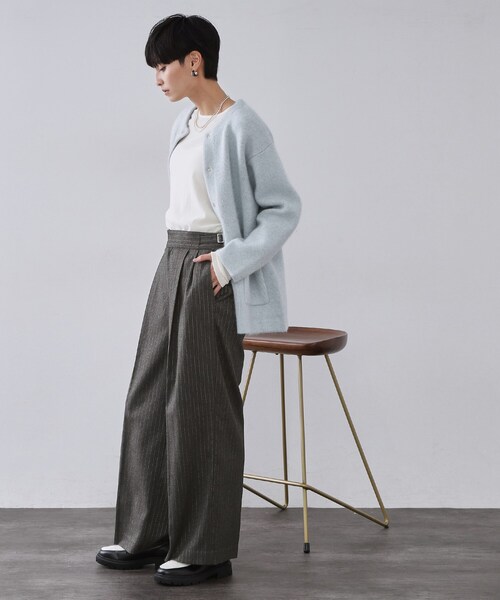 セール】ラメストライプワイドパンツ【洗濯機OK】（その他パンツ