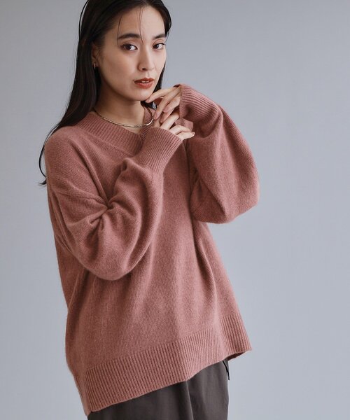 es】フラッフィーウールVネックニット【洗濯機OK】（ニット/セーター