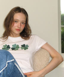 3 CLOVER CROP T SHIRT WHITE