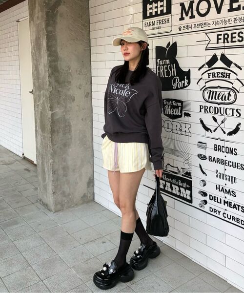 NICK&NICOLE（ニックアンドニコール）の「BUTTERFLY SIGNATURE SWEATSHIRT_CHARCOAL SILVER（スウェット・レディース・その他・FREE）」の4枚目の写真