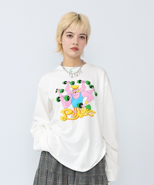 PUNYUS（プニュズ）の「トレーニーロンＴ（Tシャツ/カットソー・レディース・ベージュ/スミクロ/ホワイト・1/2/3/4/5）」の2枚目の写真