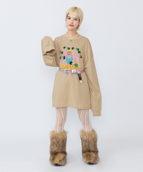 PUNYUS（プニュズ）の「トレーニーロンＴ（Tシャツ/カットソー・レディース・ベージュ/スミクロ/ホワイト・1/2/3/4/5）」の16枚目の写真