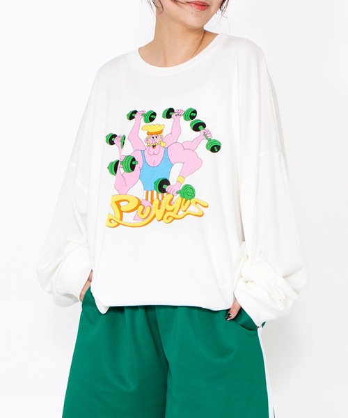 PUNYUS（プニュズ）の「トレーニーロンＴ（Tシャツ/カットソー・レディース・ベージュ/スミクロ/ホワイト・1/2/3/4/5）」の12枚目の写真