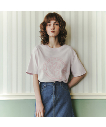 [6カラー]フラワーレタリング半袖Tシャツ