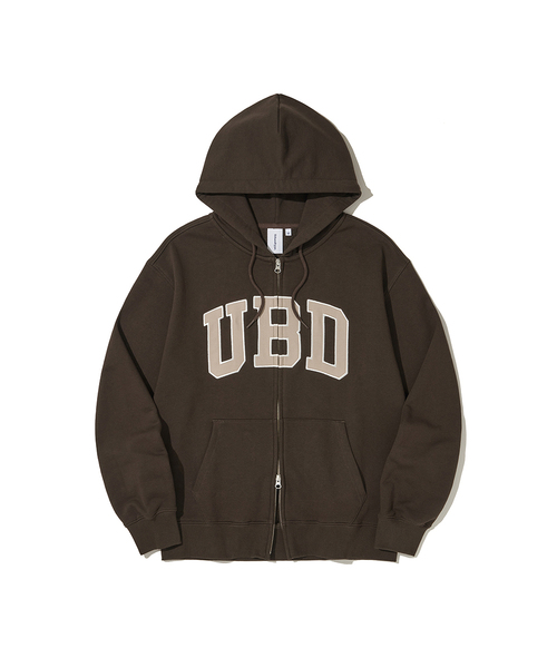 URBANDTYPE（アーバンディタイプ）の「UBD アスレチックスウェットフーディージップアップ_5color（パーカー・レディース・グレー/ネイビー/ブラウン/チャコール/ブルー/ライトグレー・LARGE/MEDIUM/X-LARGE/SMALL）」の4枚目の写真