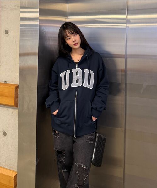 URBANDTYPE（アーバンディタイプ）の「UBD アスレチックスウェットフーディージップアップ_5color（パーカー・レディース・グレー/ネイビー/ブラウン/チャコール/ブルー/ライトグレー・LARGE/MEDIUM/X-LARGE/SMALL）」の16枚目の写真