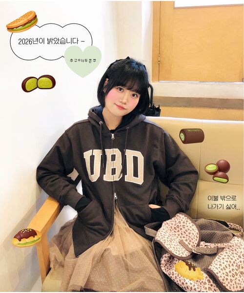 URBANDTYPE（アーバンディタイプ）の「UBD アスレチックスウェットフーディージップアップ_5color（パーカー・レディース・グレー/ネイビー/ブラウン/チャコール/ブルー/ライトグレー・LARGE/MEDIUM/X-LARGE/SMALL）」の14枚目の写真