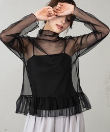 シースルー タートルネック 透け」に該当するブラック/黒色系の