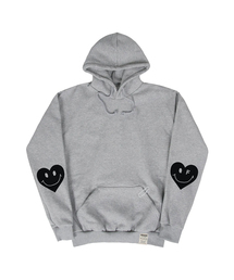 [UNISEX]エルボーハートスマイルフードティー_グレー