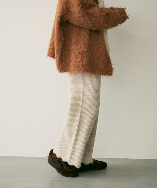 Crisp（クリスプ）の「アクセントヘムリブニットパンツ（その他パンツ・レディース・アイボリー/ブラウン・FREE）」の2枚目の写真