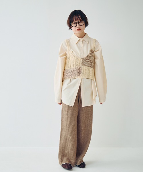 Crisp（クリスプ）の「アクセントヘムリブニットパンツ（その他パンツ・レディース・アイボリー/ブラウン・FREE）」の6枚目の写真