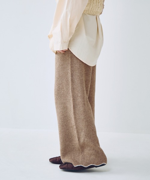 Crisp（クリスプ）の「アクセントヘムリブニットパンツ（その他パンツ・レディース・アイボリー/ブラウン・FREE）」の8枚目の写真