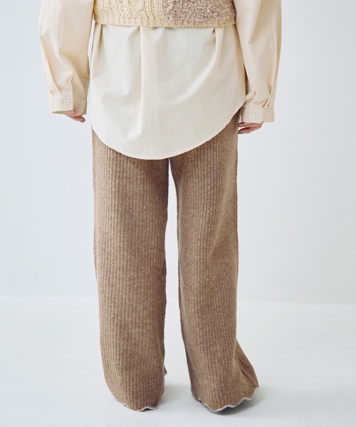 Crisp（クリスプ）の「アクセントヘムリブニットパンツ（その他パンツ・レディース・アイボリー/ブラウン・FREE）」の9枚目の写真