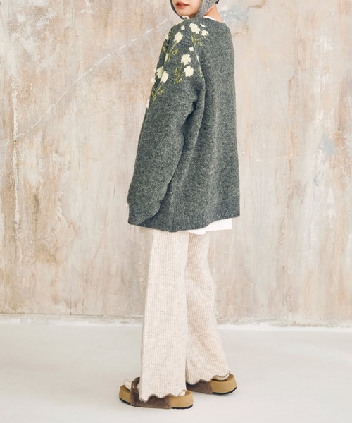 Crisp（クリスプ）の「アクセントヘムリブニットパンツ（その他パンツ・レディース・アイボリー/ブラウン・FREE）」の12枚目の写真