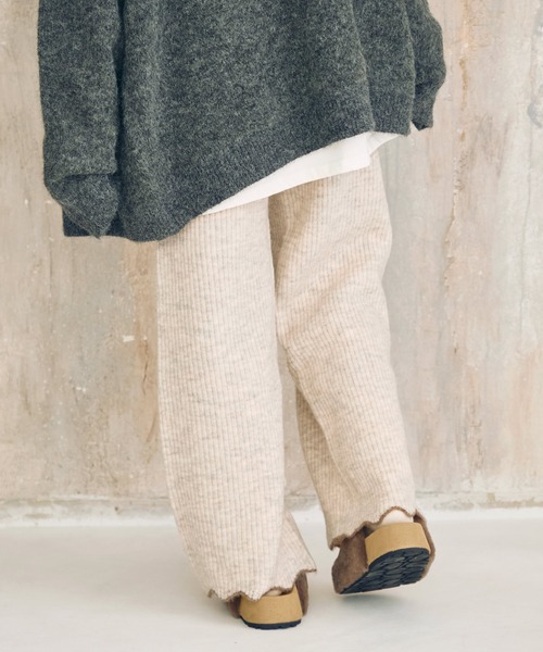 Crisp（クリスプ）の「アクセントヘムリブニットパンツ（その他パンツ・レディース・アイボリー/ブラウン・FREE）」の15枚目の写真