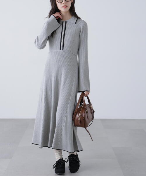 FREE'S MART（フリーズマート）の「◆ポロニットワンピース（ワンピース・レディース・ブラック/グレー/ブラウン・SMALL/MEDIUM）」の3枚目の写真