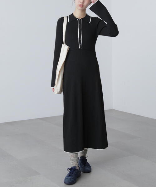 FREE'S MART（フリーズマート）の「◆ポロニットワンピース（ワンピース・レディース・ブラック/グレー/ブラウン・SMALL/MEDIUM）」の5枚目の写真