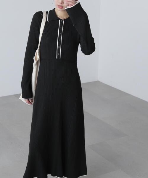 FREE'S MART（フリーズマート）の「◆ポロニットワンピース（ワンピース・レディース・ブラック/グレー/ブラウン・SMALL/MEDIUM）」の7枚目の写真