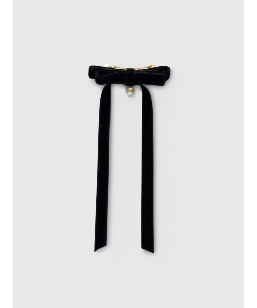 EIMY ISTOIRE（エイミーイストワール）の「ベロアリボンチャームバレッタ（バレッタ/ヘアクリップ・レディース・アイボリー/ブラック・F）」の2枚目の写真