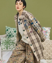 Jocomomola（ホコモモラ）の「Calle de Bordadores チェック×フラワー刺繍コート（その他アウター）」